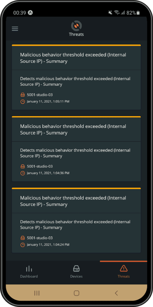 Cyber Threat Sensor Mobile App